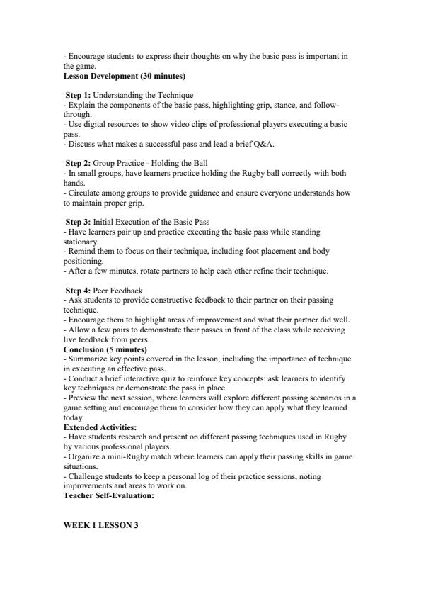 Page 3 – Grade 9 Creative Arts and Sports Lesson Plans Term 2 - Mentor – Kenyaplex