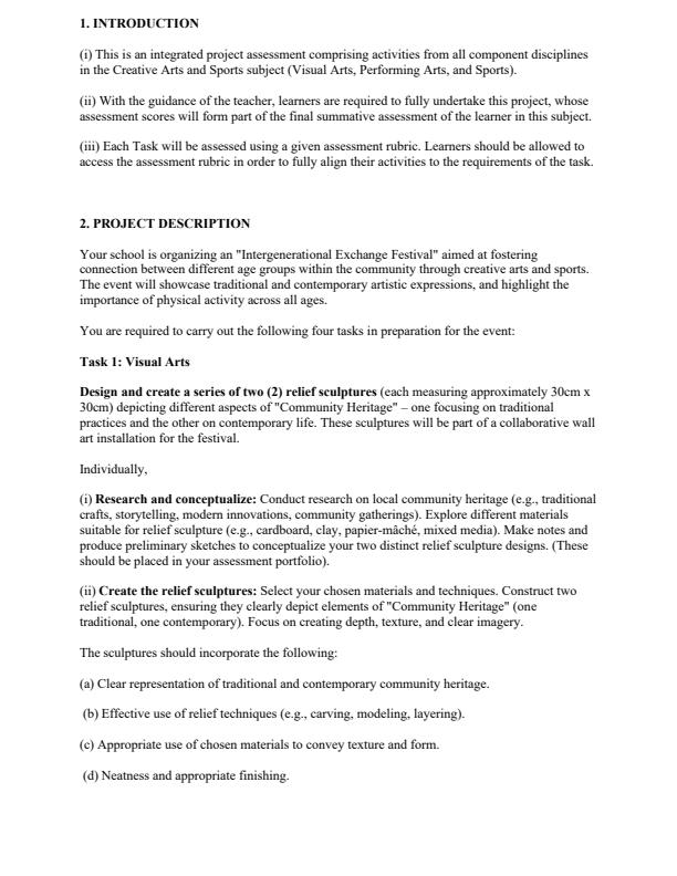 Page 2 – Grade 9 Creative Arts and Sports Paper 1 August 2025 Holiday Assignment – Kenyaplex