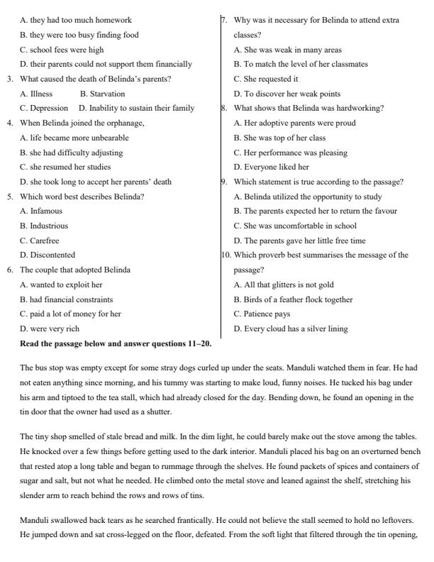 Page 2 – Grade 9 English Paper 1 April 2026 Holiday Assignment – Kenyaplex