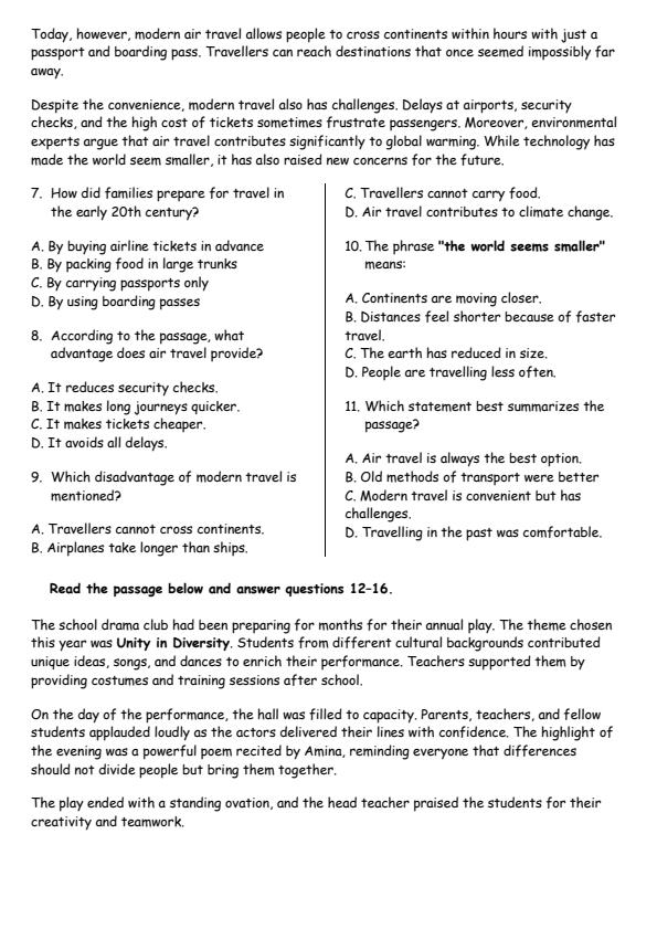 Page 2 – Grade 9 English Paper 1 August 2026 Holiday Assignment – Kenyaplex