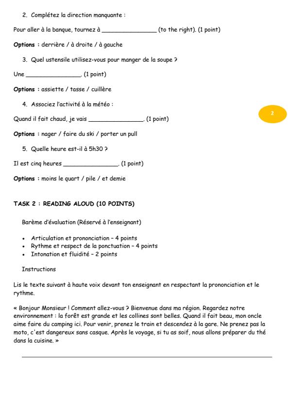 Page 2 – Grade 9 French August 2026 Holiday Assignment – Kenyaplex