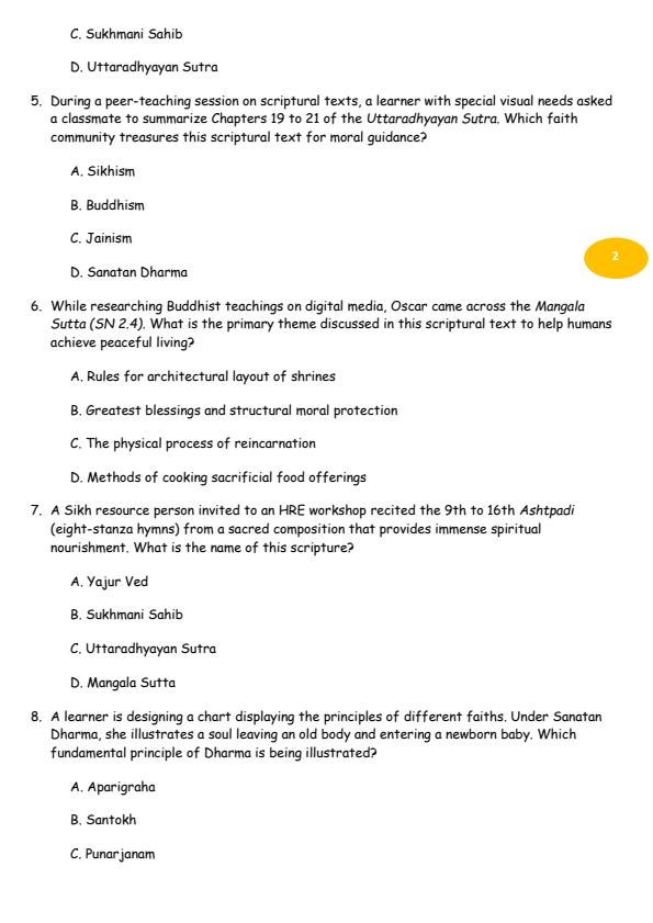 Page 2 – Grade 9 Hindu Religious Education August 2026 Holiday Assignement – Kenyaplex