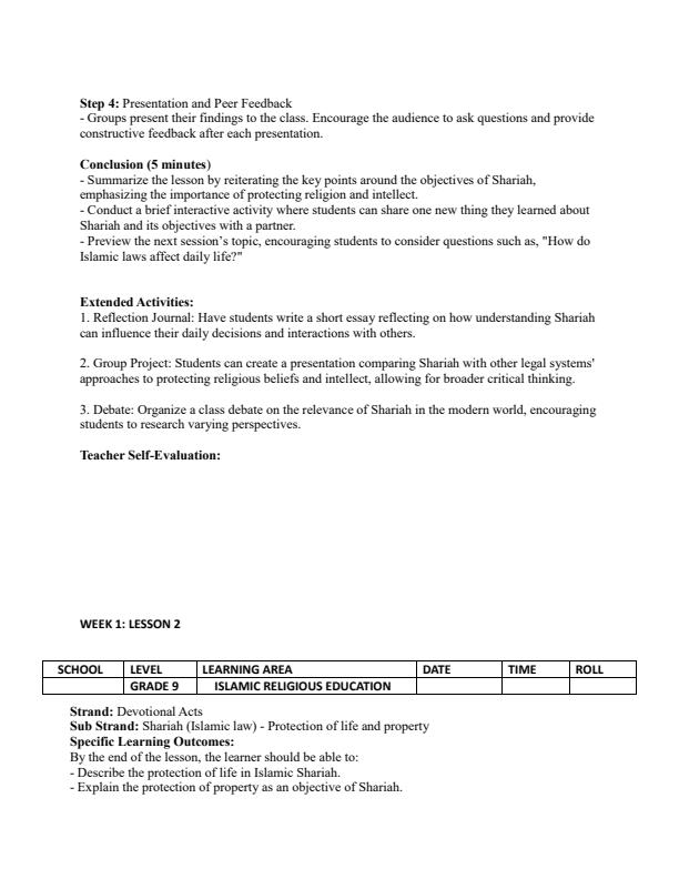 Page 2 – Grade 9 IRE Lesson Plans Term 2 - KLB – Kenyaplex