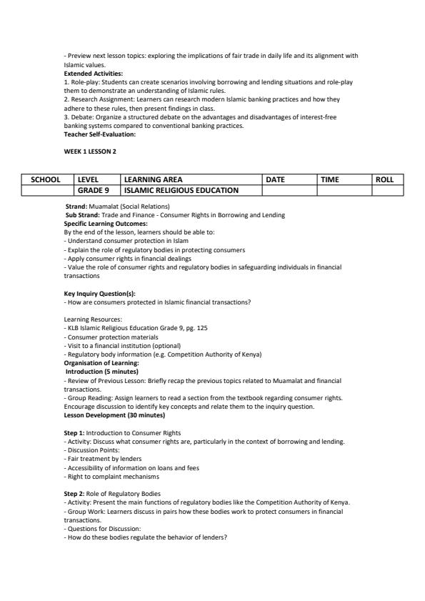 Page 2 – Grade 9 IRE Lesson Plans Term 3 - KLB – Kenyaplex