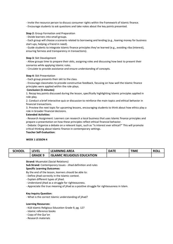 Page 4 – Grade 9 IRE Lesson Plans Term 3 - KLB – Kenyaplex