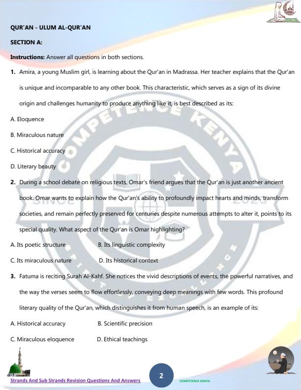 Page 2 – Grade 9 IRE Topical Questions and Answers - Revision Booklet – Kenyaplex