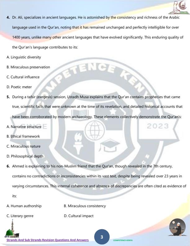 Page 3 – Grade 9 IRE Topical Questions and Answers - Revision Booklet – Kenyaplex