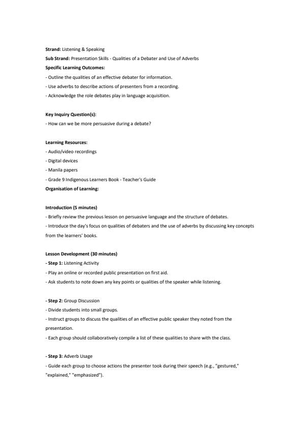 Page 3 – Grade 9 Indigenous Languages Lesson Plans Term 3  – Kenyaplex