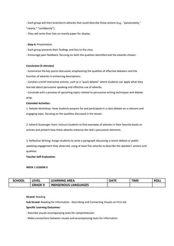Page 4 – Grade 9 Indigenous Languages Lesson Plans Term 3  – Kenyaplex