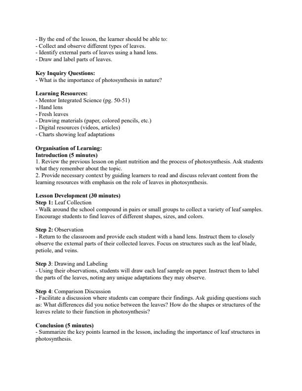 Page 3 – Grade 9 Integrated Science Lesson Plans Term 2 - Mentor – Kenyaplex