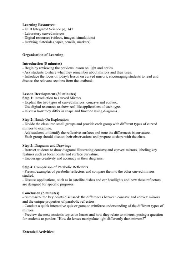 Page 3 – Grade 9 Integrated Science Lesson Plans Term 3 - KLB – Kenyaplex