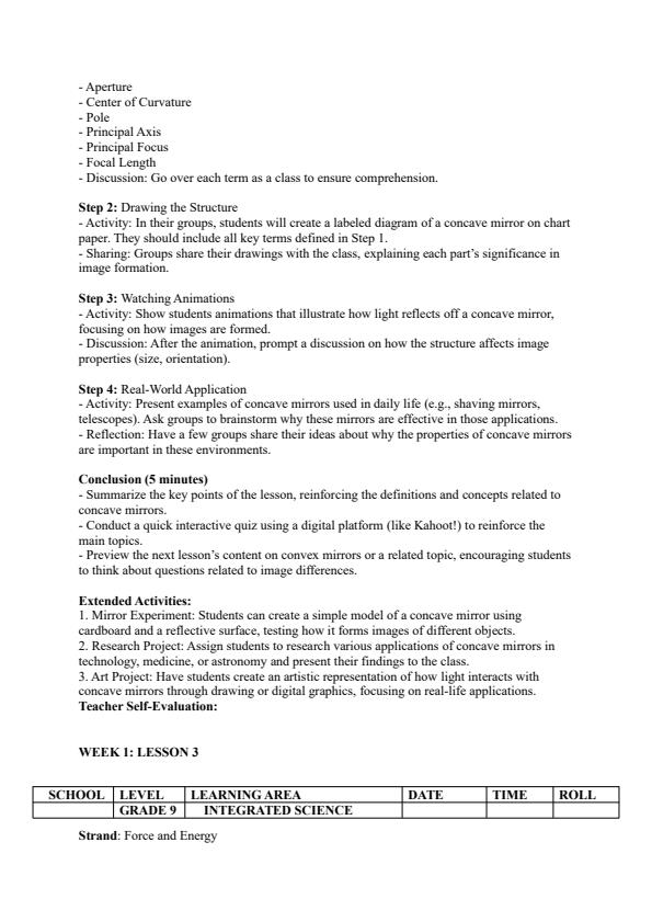 Page 3 – Grade 9 Integrated Science Lesson Plans Term 3 - Mentor – Kenyaplex