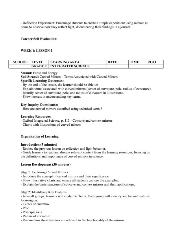 Page 4 – Grade 9 Integrated Science Lesson Plans Term 3 - Oxford – Kenyaplex