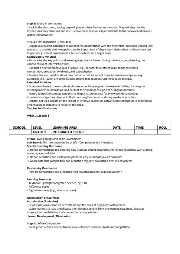 Page 3 – Grade 9 Integrated Science Lesson Plans Term 3 - Spotlight – Kenyaplex