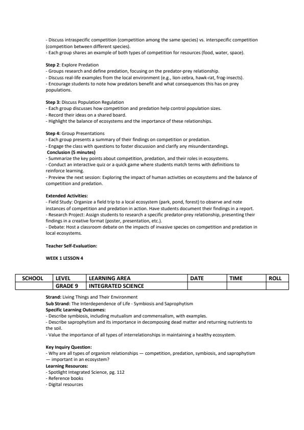 Page 4 – Grade 9 Integrated Science Lesson Plans Term 3 - Spotlight – Kenyaplex