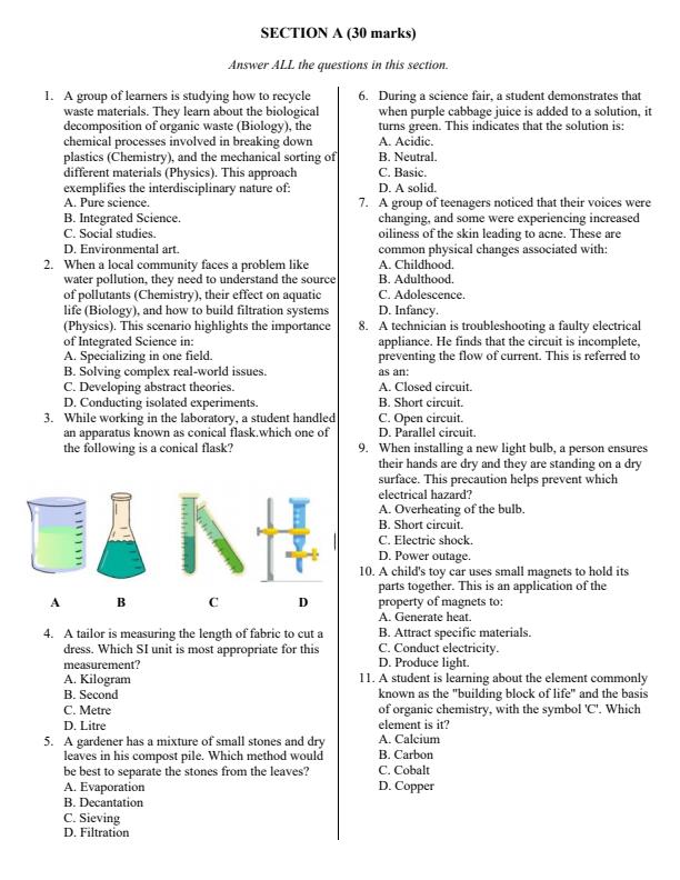 Page 2 – Grade 9 Integrated Science Paper 1 August 2025 Holiday Assignment – Kenyaplex