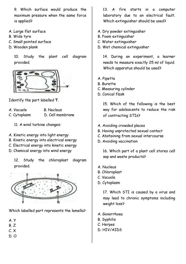 Page 2 – Grade 9 Integrated Science Paper 1 August 2026 Holiday Assignment – Kenyaplex