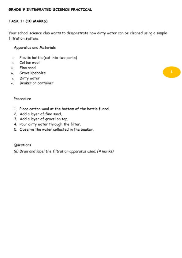 Page 1 – Grade 9 Integrated Science Practical August 2026 Holiday Assignment – Kenyaplex