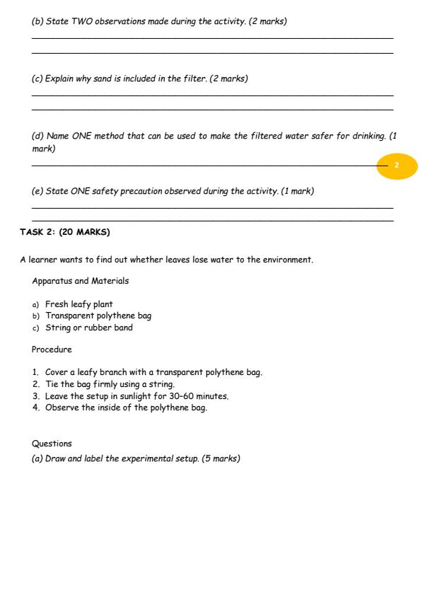 Page 2 – Grade 9 Integrated Science Practical August 2026 Holiday Assignment – Kenyaplex