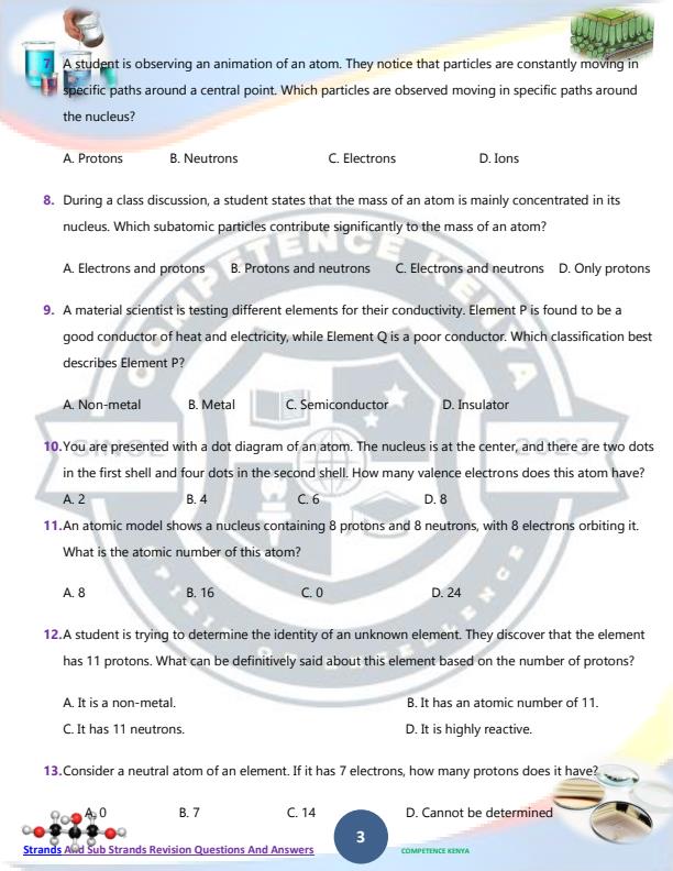 Page 3 – Grade 9 Integrated Science Topical Questions and Answers - Revision Booklet – Kenyaplex
