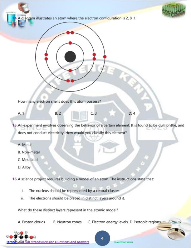 Page 4 – Grade 9 Integrated Science Topical Questions and Answers - Revision Booklet – Kenyaplex