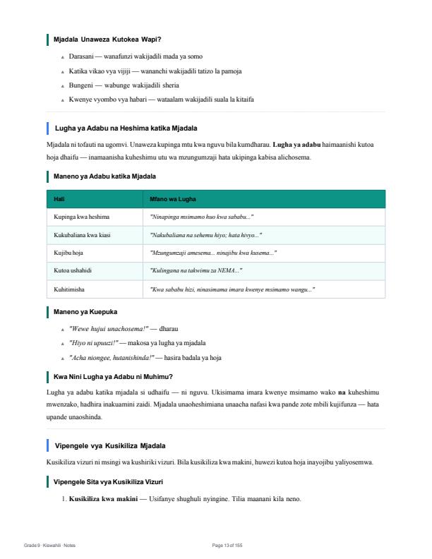 Page 3 – Grade 9 Kiswahili Complete Notes (term 1, Term 2, Term 3 (Updated) – Kenyaplex