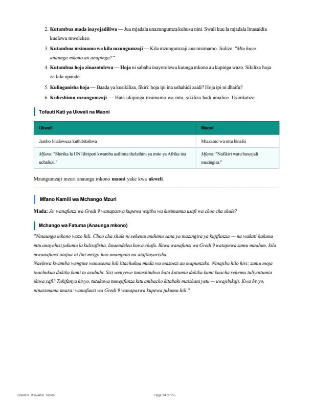Page 4 – Grade 9 Kiswahili Complete Notes (term 1, Term 2, Term 3 (Updated) – Kenyaplex