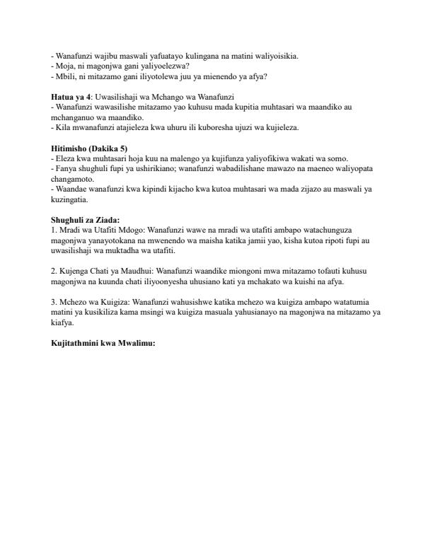 Page 2 – Grade 9 Kiswahili Lesson Plans Term 3 - Kiswahili Sahili – Kenyaplex