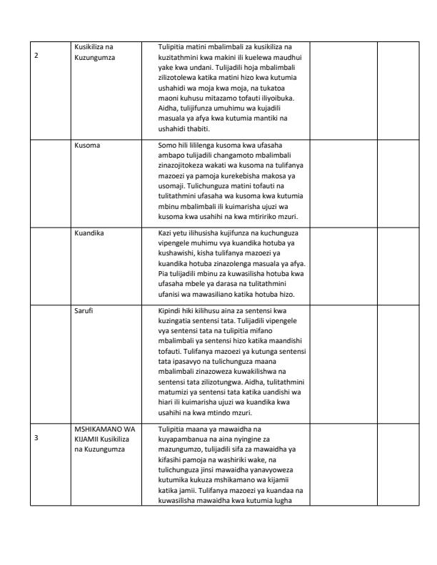 Page 2 – Grade 9 Kiswahili Records of Work Term 3 - Kiswahili Sahili – Kenyaplex