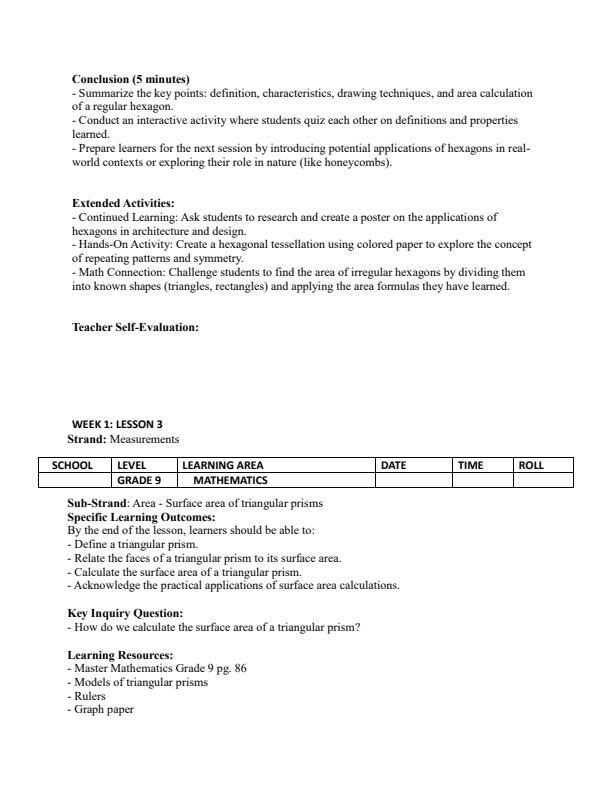 Page 4 – Grade 9 Mathematics Lesson Plans Term 2 - Master Mathematics – Kenyaplex