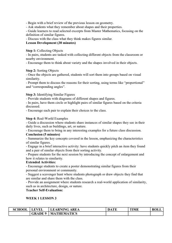 Page 3 – Grade 9 Mathematics Lesson Plans Term 3 - Master – Kenyaplex