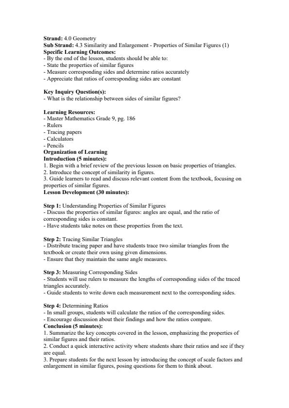 Page 4 – Grade 9 Mathematics Lesson Plans Term 3 - Master – Kenyaplex