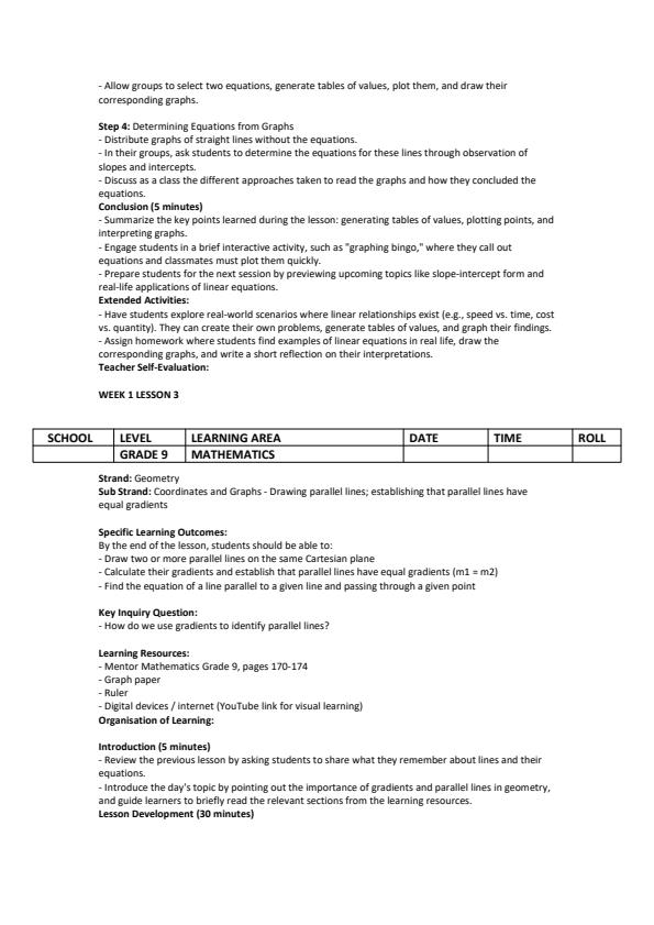 Page 3 – Grade 9 Mathematics Lesson Plans Term 3 - Mentor – Kenyaplex