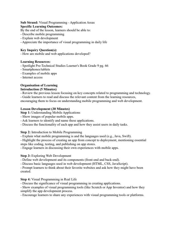 Page 3 – Grade 9 Pre-Technical Studies Leson Plans Term 2 - Spotlight – Kenyaplex