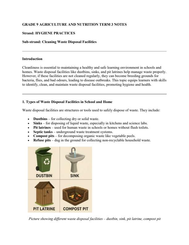 Page 1 – Grade 9 Rationalized Agriculture and Nutrition Notes Term 3 – Kenyaplex