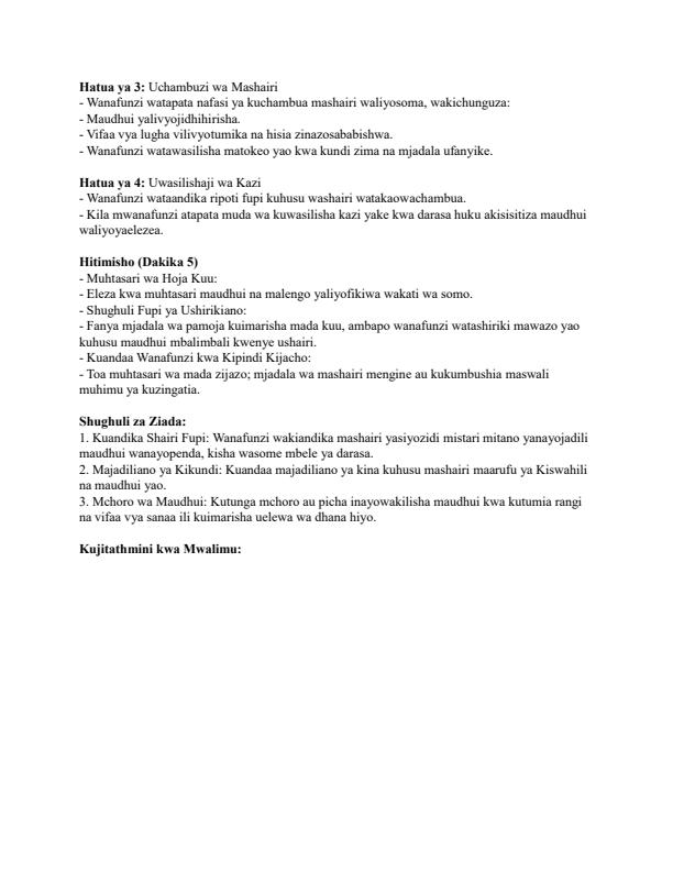 Page 4 – Grade 9 Rationalized Kiswahili Lesson Plans Term 2 - KLB Top Scholar – Kenyaplex