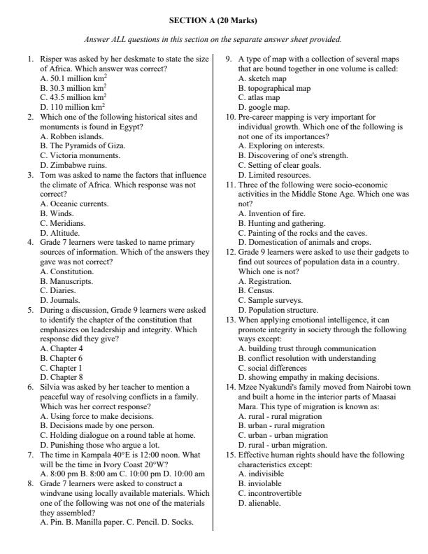 Page 2 – Grade 9 Social Studies August 2025 Holiday Assignment – Kenyaplex
