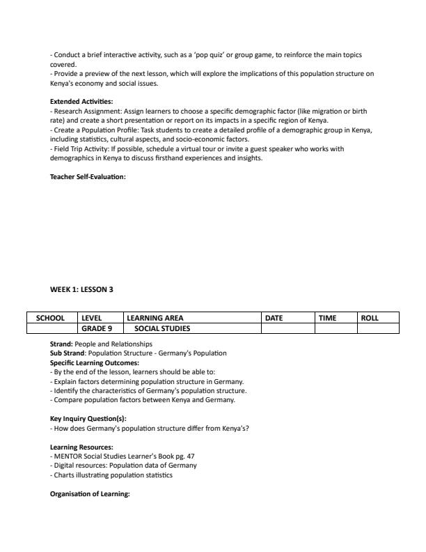 Page 4 – Grade 9 Social Studies Lesson Plans Term 2 Mentor – Kenyaplex