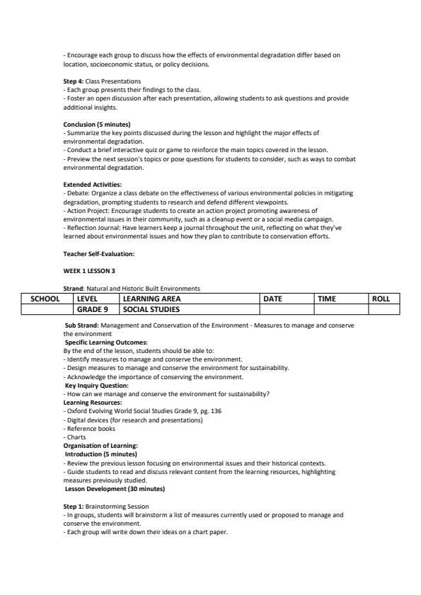 Page 3 – Grade 9 Social Studies Lesson Plans Term 3 - Oxford Evolving World – Kenyaplex