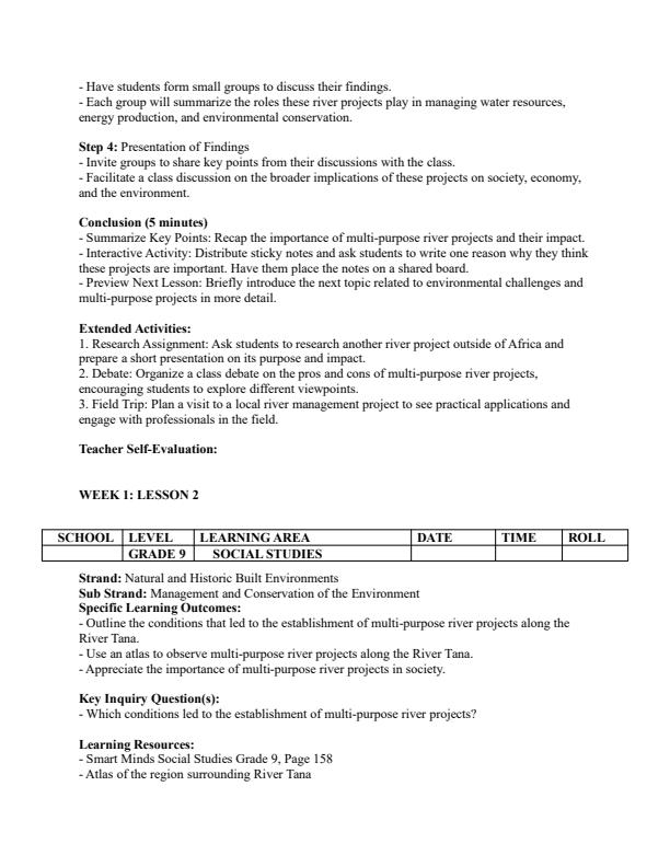 Page 2 – Grade 9 Social Studies Lesson Plans Term 3 - Smart Minds – Kenyaplex