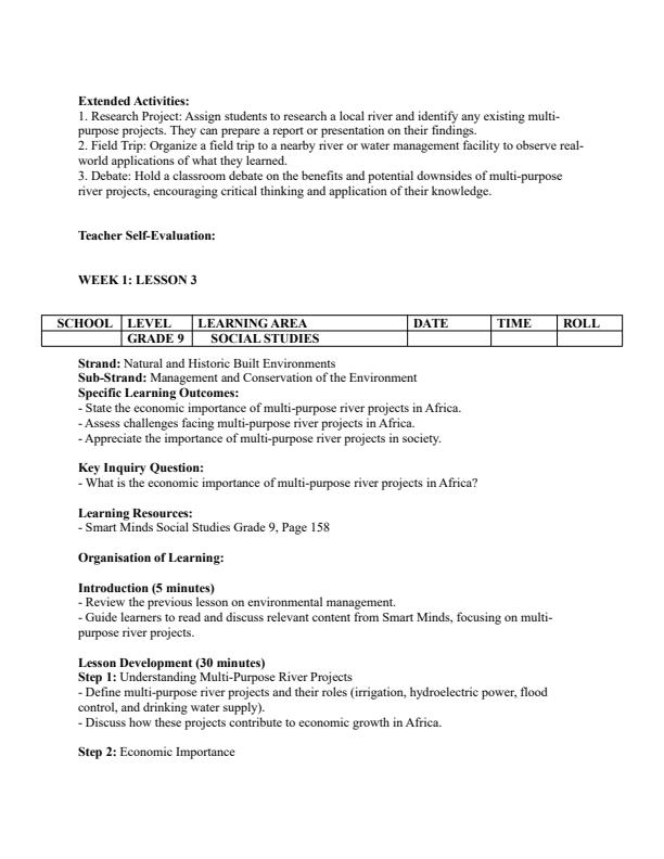 Page 4 – Grade 9 Social Studies Lesson Plans Term 3 - Smart Minds – Kenyaplex