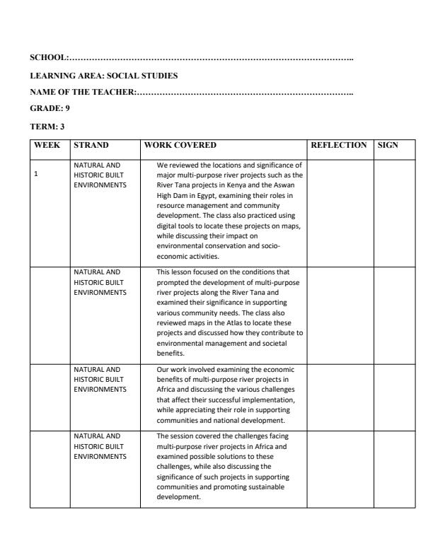 Page 1 – Grade 9 Social Studies Records of Work Term 3 - Smart Minds – Kenyaplex