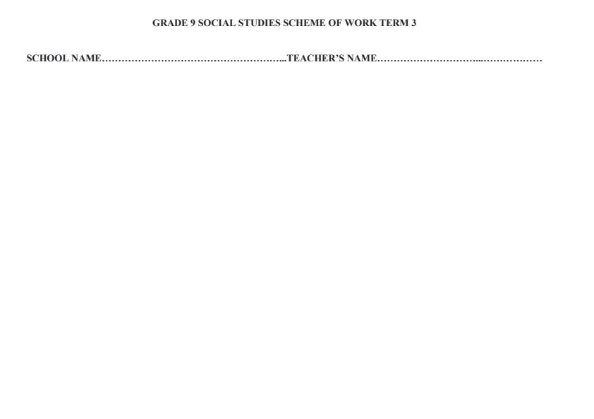 Page 1 – Grade 9 Social Studies Schemes of Work Term 3 - Oxford Evolving World – Kenyaplex