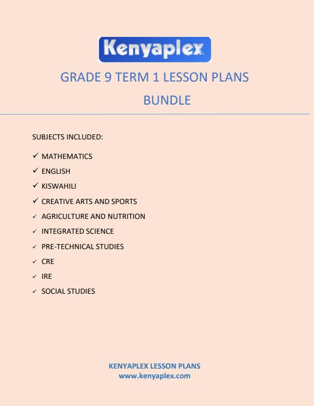 Page 1 – Grade 9 Term 1 Schemes of Work All Subjects (Bundle) – Kenyaplex