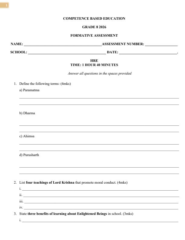 Page 1 – Grade Hindu Religious Education April 2026 Holiday Assignment – Kenyaplex