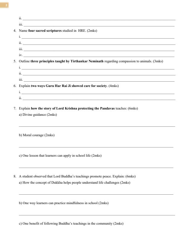 Page 2 – Grade Hindu Religious Education April 2026 Holiday Assignment – Kenyaplex