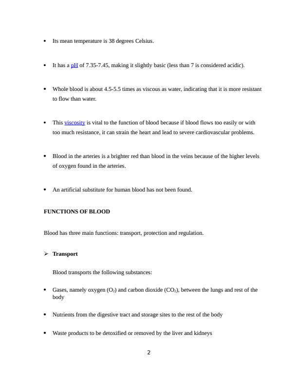 Page 2 – Haematology Notes: Blood components, their functions, production and destruction – Kenyaplex