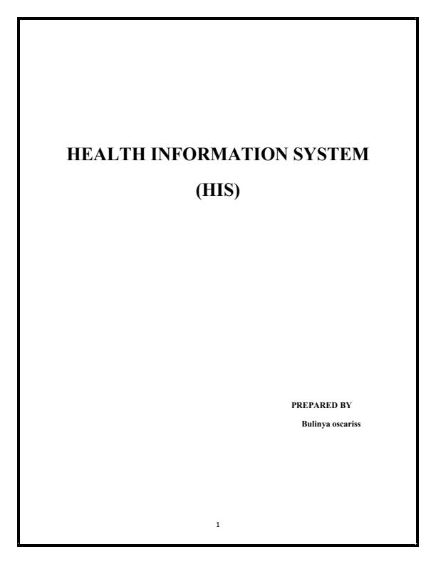 Page 1 – Health Information System (HIS) Notes – Kenyaplex