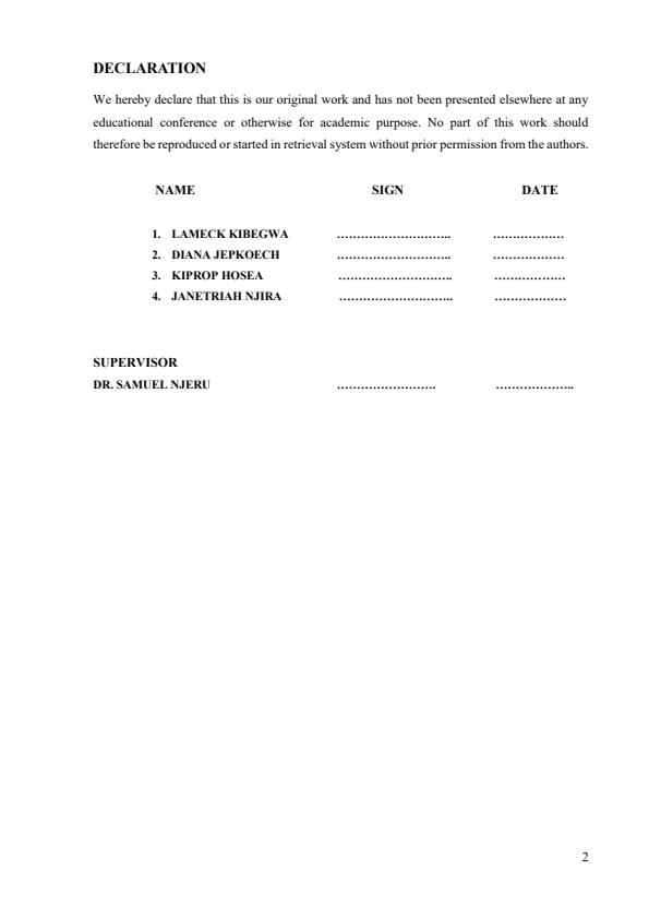 Page 2 – Health Records Research Proposal: A Study to Determine Factors Affecting Management of Health Records – Kenyaplex