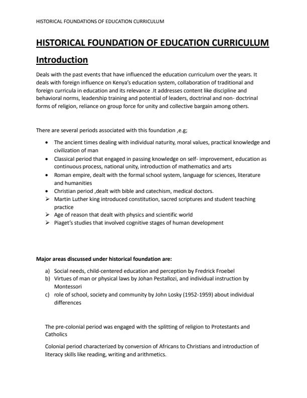 Page 1 – Historical Foundation of Curriculum Education in Kenya – Kenyaplex